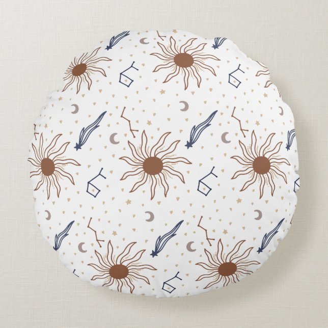 Stern, Sonne und Mond Rundes Kissen (Vorderseite)