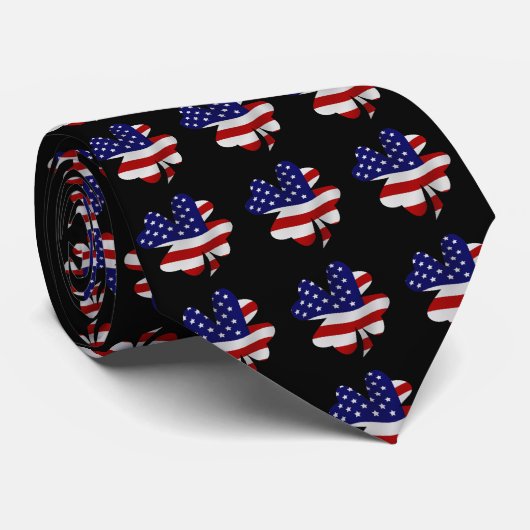 Stern-Spangled Fahne vierblättriges Kleeblatt Krawatte (Gerollt)