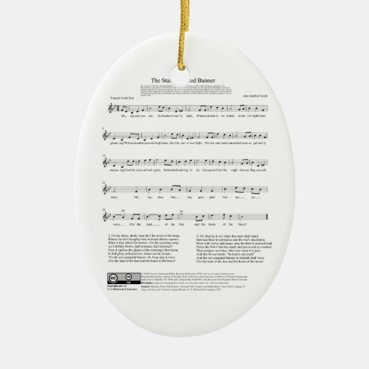 Stern-Spangled Fahnen-Nationalhymne-Musik-Blatt Keramik Ornament (Vorne)