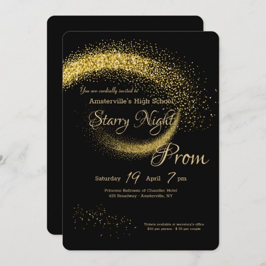 Stern-Staub-Abschlussball-Einladung Einladung (Vorne/Hinten)