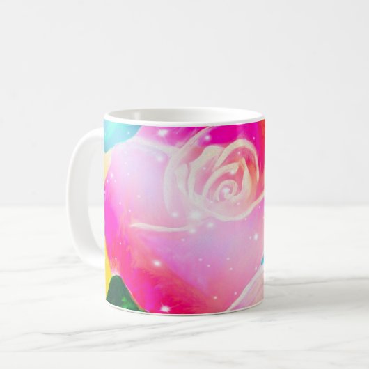 Stern strahlt Rose orig Grafik durch Lulumama Kaffeetasse (Vorderseite Links)