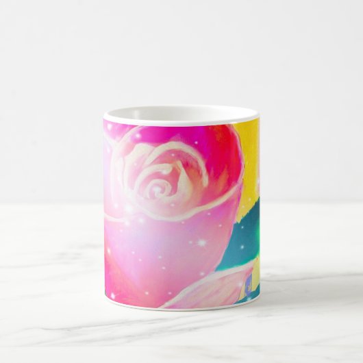 Stern strahlt Rose orig Grafik durch Lulumama Kaffeetasse (Mittel)