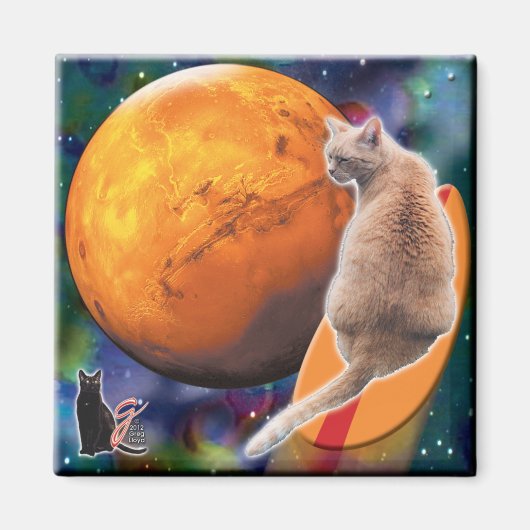 Stern-Surfer-Katze Chili Pepper Magnet (Vorne)