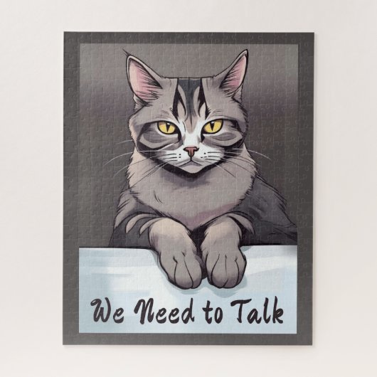 Stern Tabby Cat verlangt einen ernsthaften Vortrag Puzzle (Vertikal)