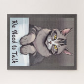 Stern Tabby Cat verlangt einen ernsthaften Vortrag Puzzle (Horizontal)