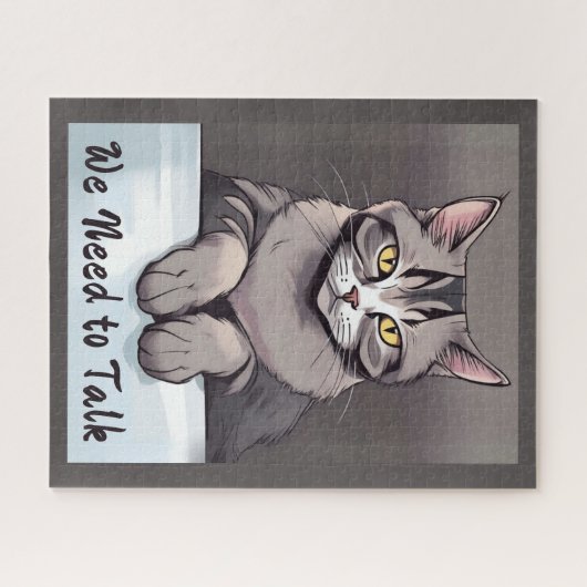 Stern Tabby Cat verlangt einen ernsthaften Vortrag Puzzle (Horizontal)