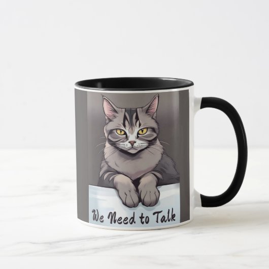 Stern Tabby Cat verlangt einen ernsthaften Vortrag Tasse (Rechts)