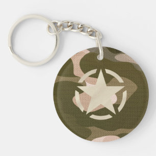 Stern Tag auf Burlap-Tarnstil Schlüsselanhänger
