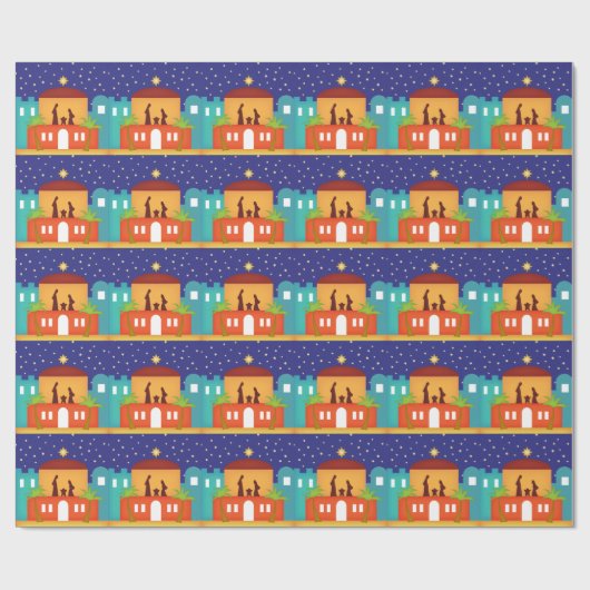 Stern über Bethlehem-WeihnachtsGeburt Christi Geschenkpapier (Flach)