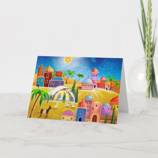 Stern über Bethlehemweihnachtskarte Feiertagskarte (Vorderseite)