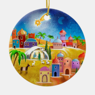 Stern über Bethlehemweihnachtsverzierung Keramikornament