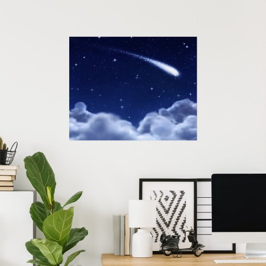 Stern über Wolkenplakat - Horizontal Poster (Heimbüro)