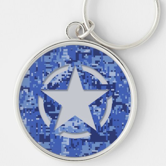 Stern-Umbau-Abziehbild-Marine-Blau-Camouflage Schlüsselanhänger (Vorne)