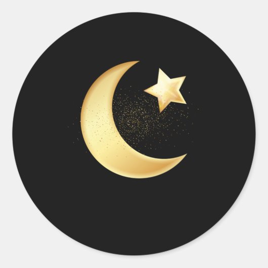Stern und Moon Hilal Moslem Allah Moschee Geschenk Runder Aufkleber (Vorderseite)