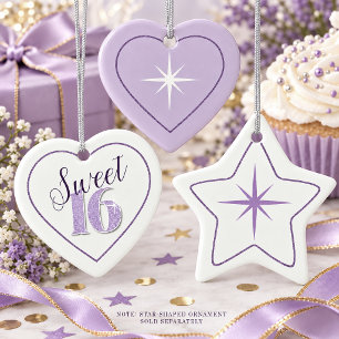 Stern und Rand Sweet 16 Violett ID1333 Keramik Ornament