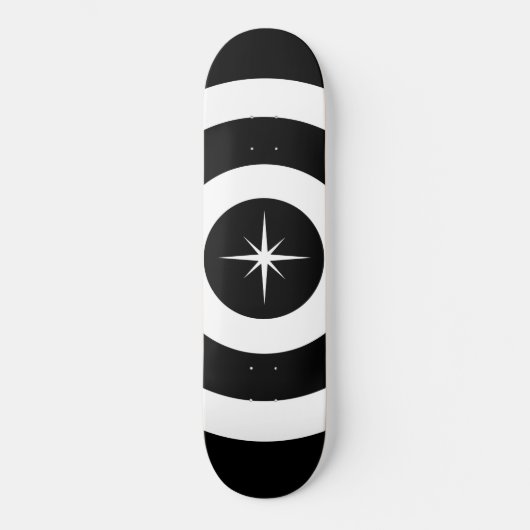 Stern und Wellen in Schwarz und Weiß Skateboard (Vorderseite)