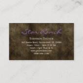 Stern-Veloursleder-Geschäfts-Karten-Baby lila H Visitenkarte (Rückseite)