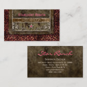 Stern-Veloursleder-Visitenkarte-Leopard-Rosa H Visitenkarte (Vorne/Hinten)