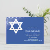 Stern von David Blue Bar Mitzvah Einladung (Stehend Vorderseite)
