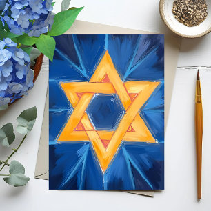 Stern von David Chanukka Blau Aquarell Feiertagspostkarte
