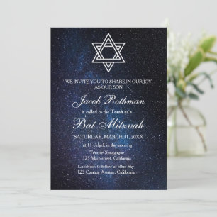 Stern von David Elegant Einfache Blaue Bat Mitzvah Einladung