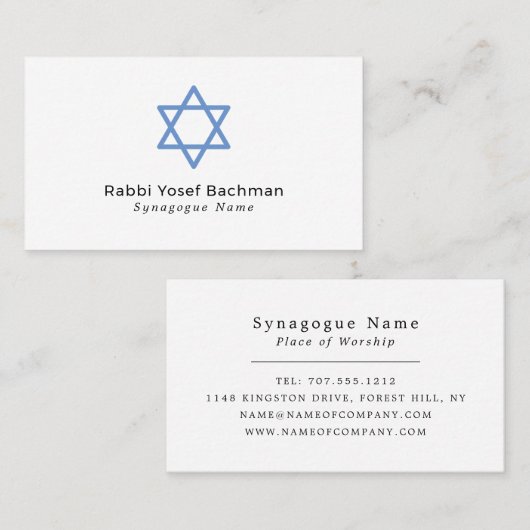 Stern von David, Judentum, religiös Visitenkarte (Vorne/Hinten)