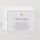 Stern von David Lila und Greenery Funeral Dankeskarte (Vorderseite)