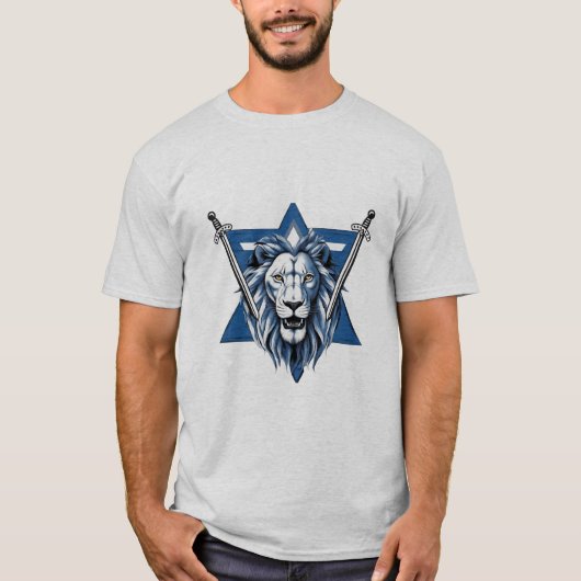 Stern von David Löwe mit eisernen Schwertern T-Shirt (Vorderseite)