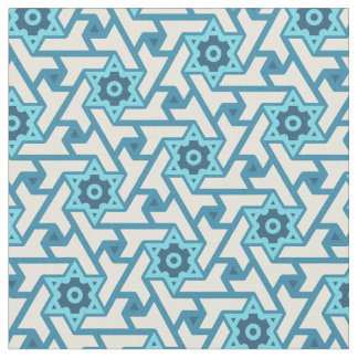 Stern-von-David-Muster Blau und Cremefarbenes Must Stoff