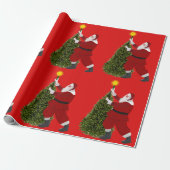 Stern von Santa – Rotes Baum-Wrap-Papier Geschenkpapier (Ungerollt)
