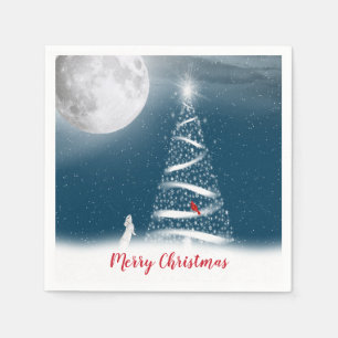 Stern-Weihnachtsbaum und Mond Serviette