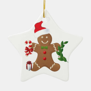 Stern-Weihnachtsverzierung, Lebkuchen-Mann Keramik Ornament