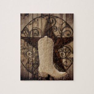 Stern-Western-Landcowgirl Scheunen-hölzernes Texa Puzzle