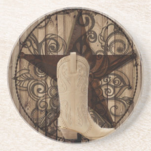 Stern-Western-Landcowgirl Scheunen-hölzernes Texas Getränkeuntersetzer