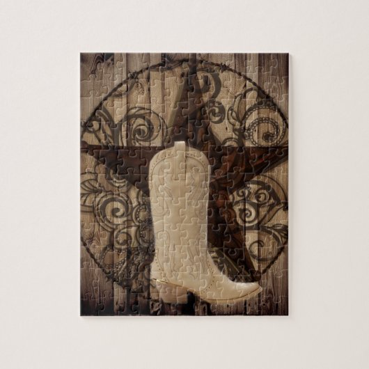 Stern-Western-Landcowgirl Scheunen-hölzernes Texas Puzzle (Vertikal)