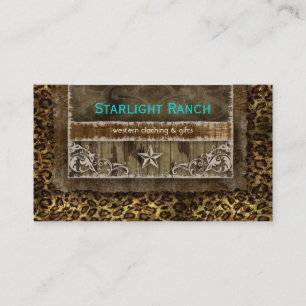Stern Wildleder Visitenkarte Leopard Blau Braun H