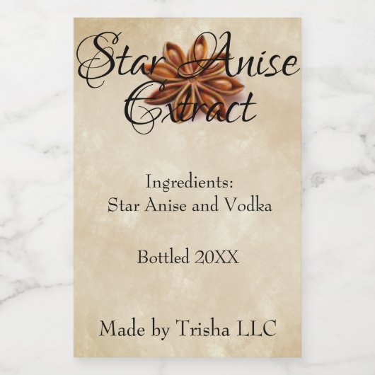 Sternanise Custom Label Weinetikett (Einzelnes Label)