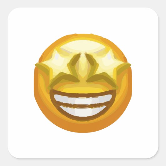 Sternaugen Emoji Quadratischer Aufkleber (Vorderseite)