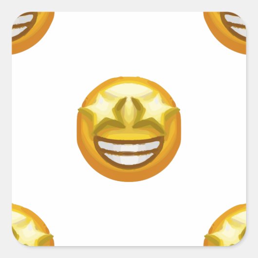 Sternaugen Emoji Quadratischer Aufkleber (Vorderseite)