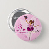 Sternballerinarosa-Mädchenknopf Button (Vorne & Hinten)