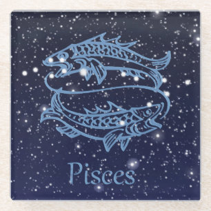 Sternbild Fische und Tierkreiszeichen mit Sternen Glasuntersetzer
