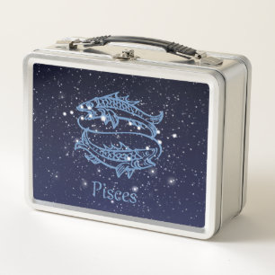 Sternbild Fische und Tierkreiszeichen mit Sternen Metall Lunch Box