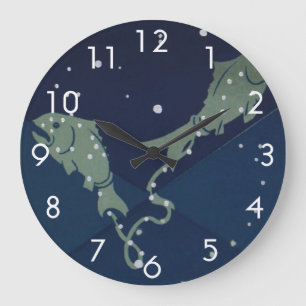 Sternbild Fische Vintage-Zodiak Astrologie Große Wanduhr