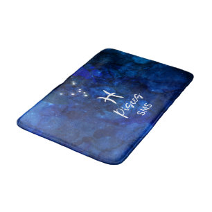 Sternbild Fische Zodiak Blaue Galaxie Monogramm Badematte