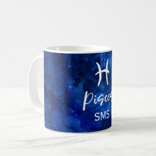 Sternbild Fische Zodiak Blaue Galaxie Monogramm Kaffeetasse
