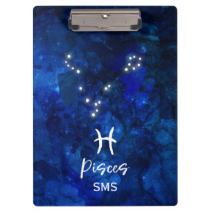 Sternbild Fische Zodiak Blaue Galaxie Monogramm Klemmbrett
