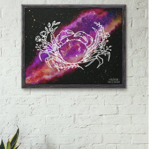 Sternbild Krebs Galaxie Zodiakzeichen Wandkunst Poster