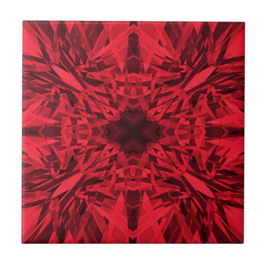 Sternbild Rotes Kaleidoskop Fliese (Vorderseite)