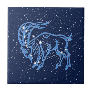 Sternbild Steinbock und Sonnenzeichen mit Sternen Fliese