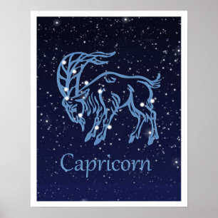 Sternbild Steinbock und Tierkreiszeichen mit Stern Poster